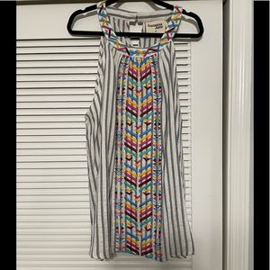 Savanna Jane embroidered tank, blue/white stripe